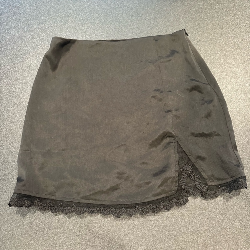 Princess Polly black silk mini skirt